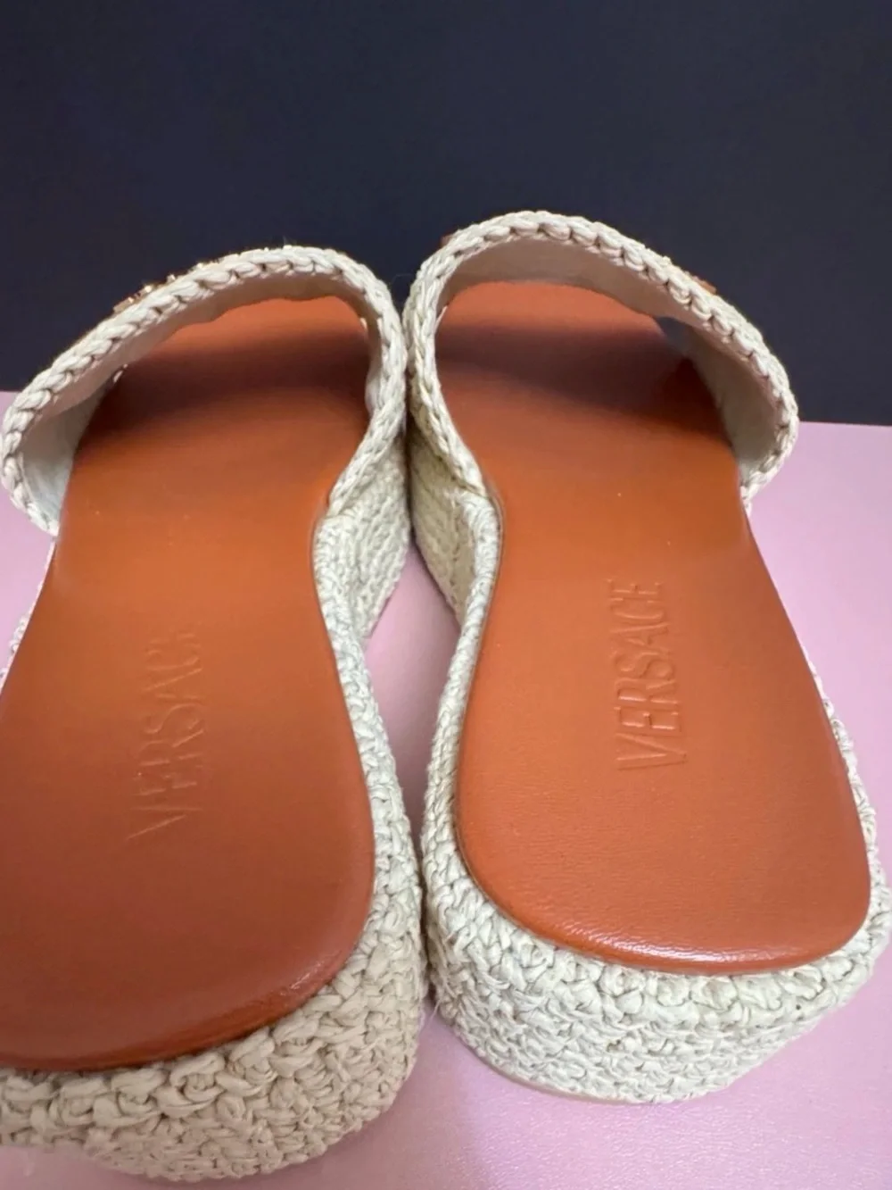 Versace 55MM  Espadrille Mules womens size 38/US 8